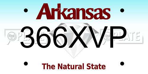366XVP Arkansas License Plate