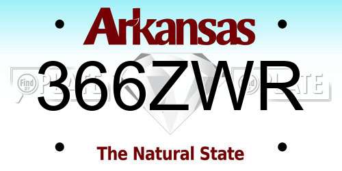 366ZWR Arkansas License Plate