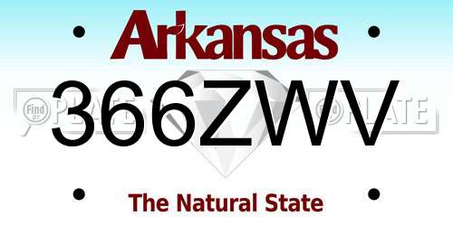 366ZWV Arkansas License Plate