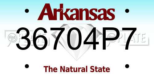 36704P7 Arkansas License Plate
