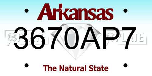 3670AP7 Arkansas License Plate