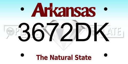 3672DK Arkansas License Plate
