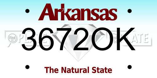 3672OK Arkansas License Plate