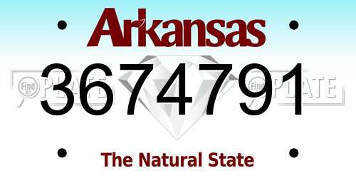 3674791 Arkansas License Plate