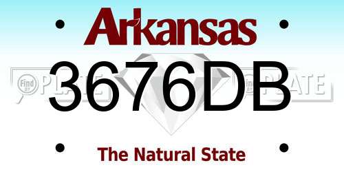 3676DB Arkansas License Plate