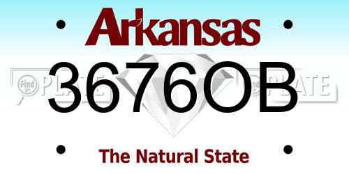 3676OB Arkansas License Plate