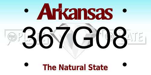 367G08 Arkansas License Plate
