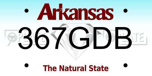367GDB Arkansas License Plate