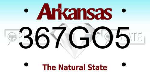 367GO5 Arkansas License Plate