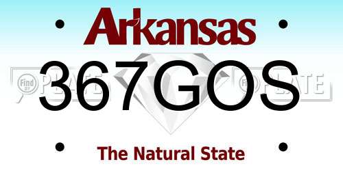 367GOS Arkansas License Plate