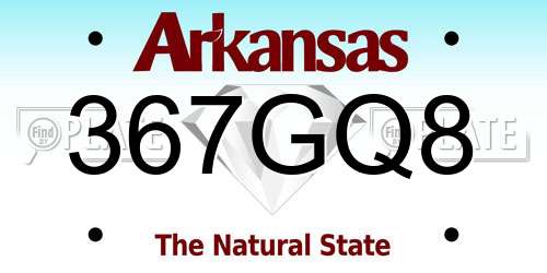 367GQ8 Arkansas License Plate