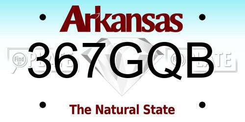367GQB Arkansas License Plate