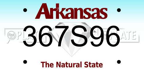 367S96 Arkansas License Plate