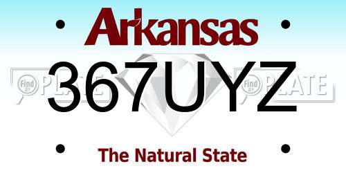 367UYZ Arkansas License Plate