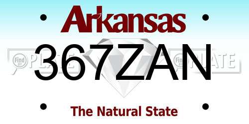 367ZAN Arkansas License Plate
