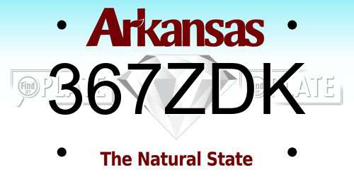 367ZDK Arkansas License Plate