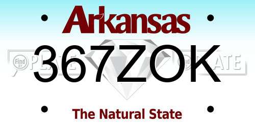 367ZOK Arkansas License Plate