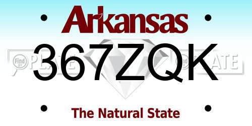 367ZQK Arkansas License Plate