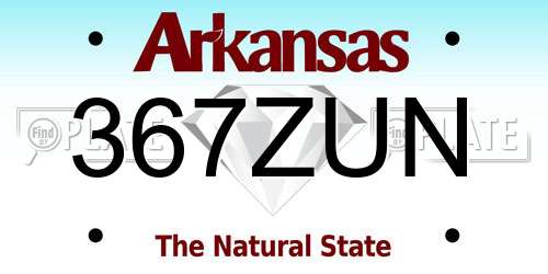 367ZUN Arkansas License Plate