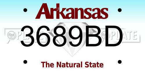 3689BD Arkansas License Plate