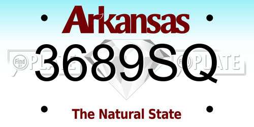 3689SQ Arkansas License Plate