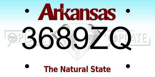3689ZQ Arkansas License Plate