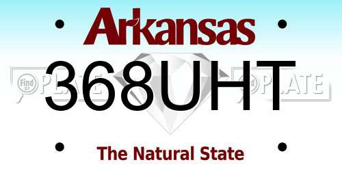 368UHT Arkansas License Plate