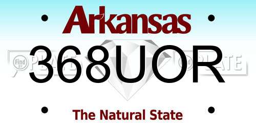 368UOR Arkansas License Plate