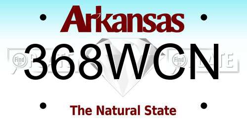 368WCN Arkansas License Plate