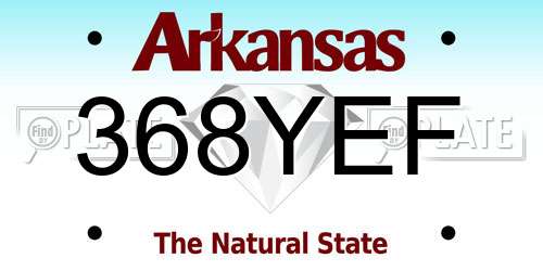 368YEF Arkansas License Plate