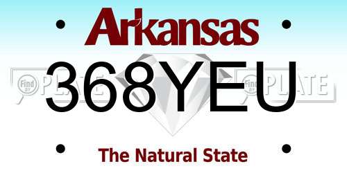 368YEU Arkansas License Plate