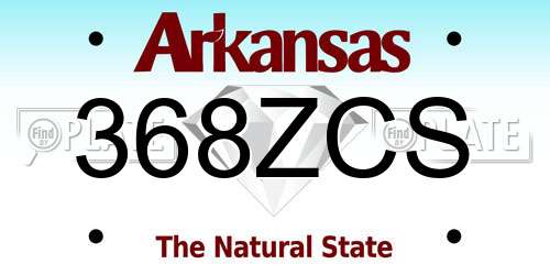 368ZCS Arkansas License Plate