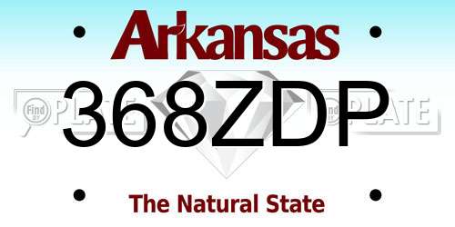 368ZDP Arkansas License Plate