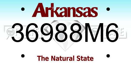 36988M6 Arkansas License Plate