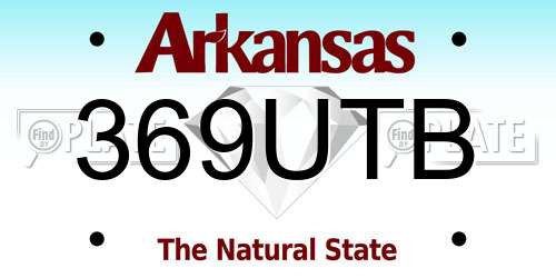 369UTB Arkansas License Plate