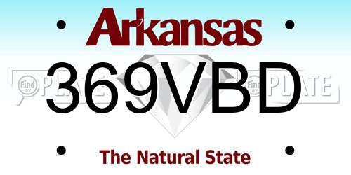 369VBD Arkansas License Plate