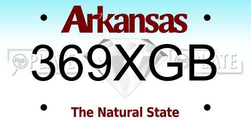 369XGB Arkansas License Plate