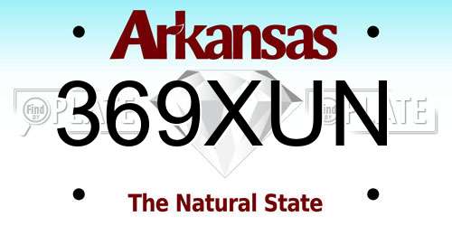 369XUN Arkansas License Plate