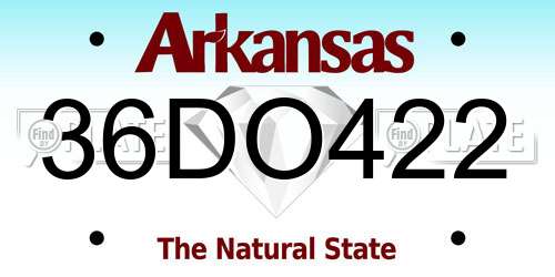 36DO422 Arkansas License Plate