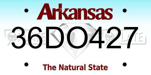 36DO427 Arkansas License Plate