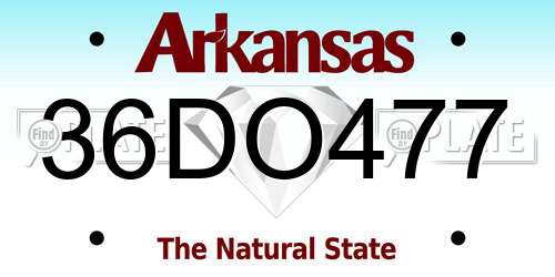 36DO477 Arkansas License Plate