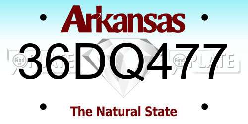 36DQ477 Arkansas License Plate