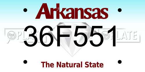 36F551 Arkansas License Plate