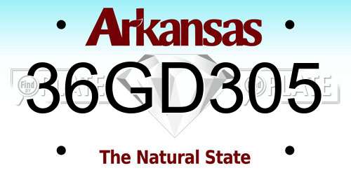 36GD305 Arkansas License Plate