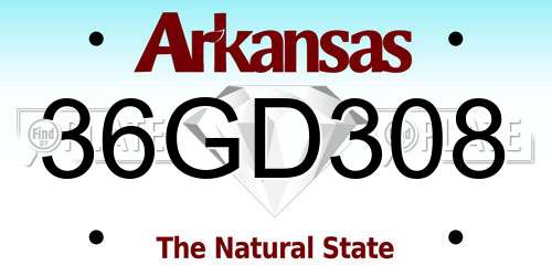 36GD308 Arkansas License Plate