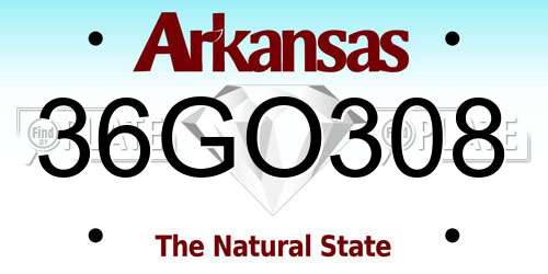 36GO308 Arkansas License Plate