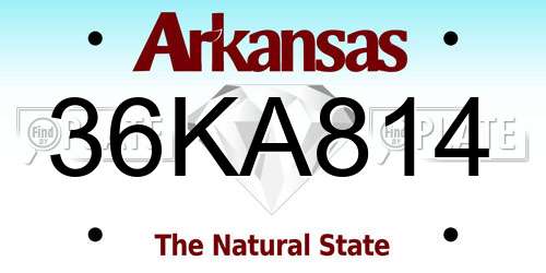 36KA814 Arkansas License Plate