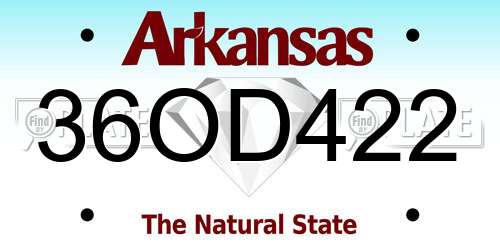 36OD422 Arkansas License Plate