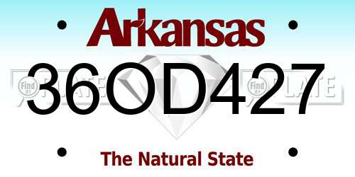 36OD427 Arkansas License Plate