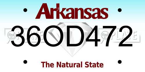 36OD472 Arkansas License Plate